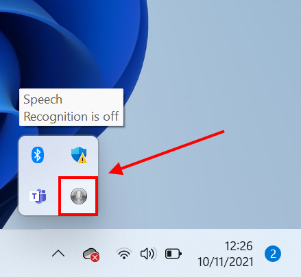 Click the microphone button to turn speech recognition on and off